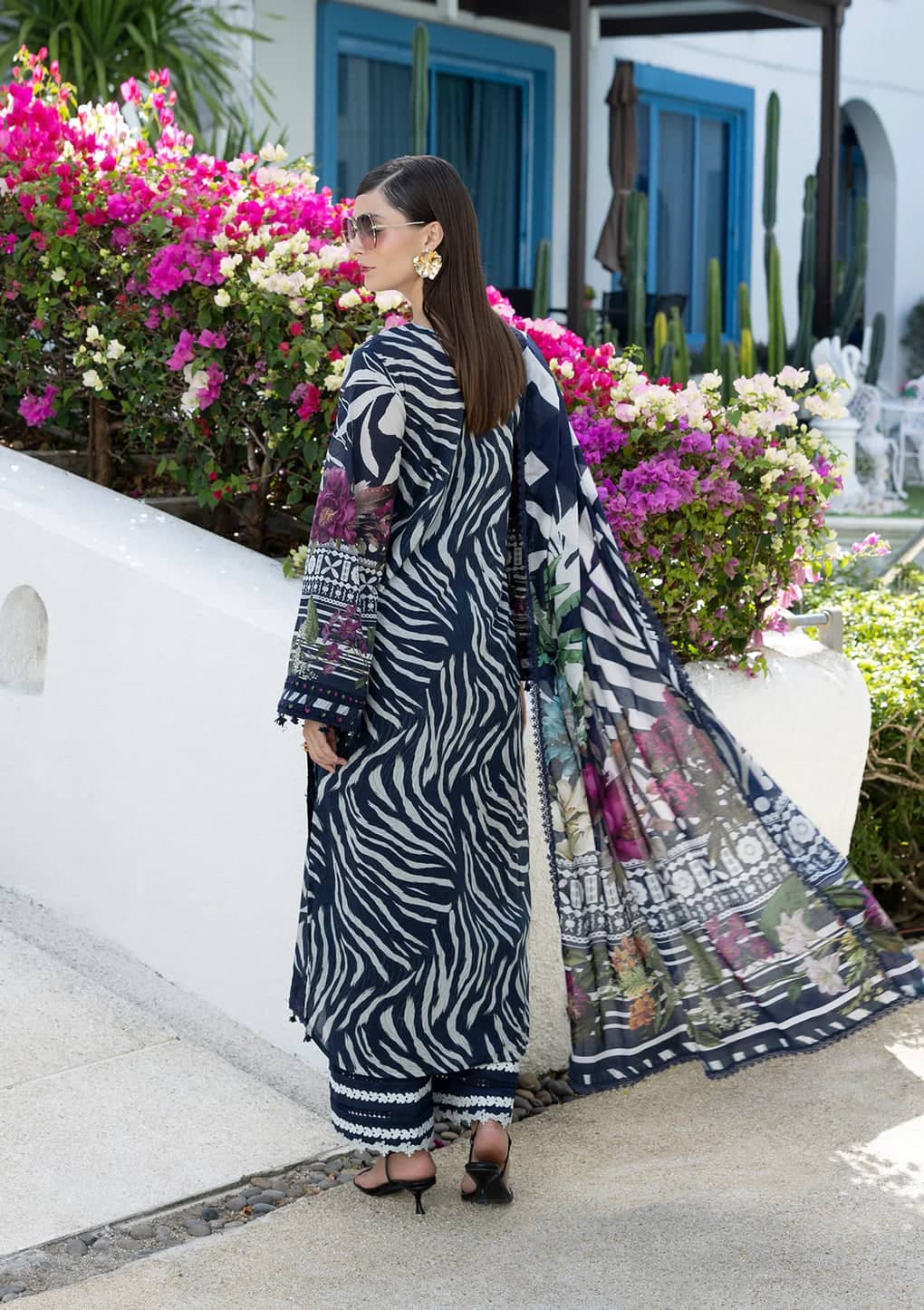 Restocked/Elaf Santorini Prints Voil Dupatta/EPN-3A STARRY NIGHT