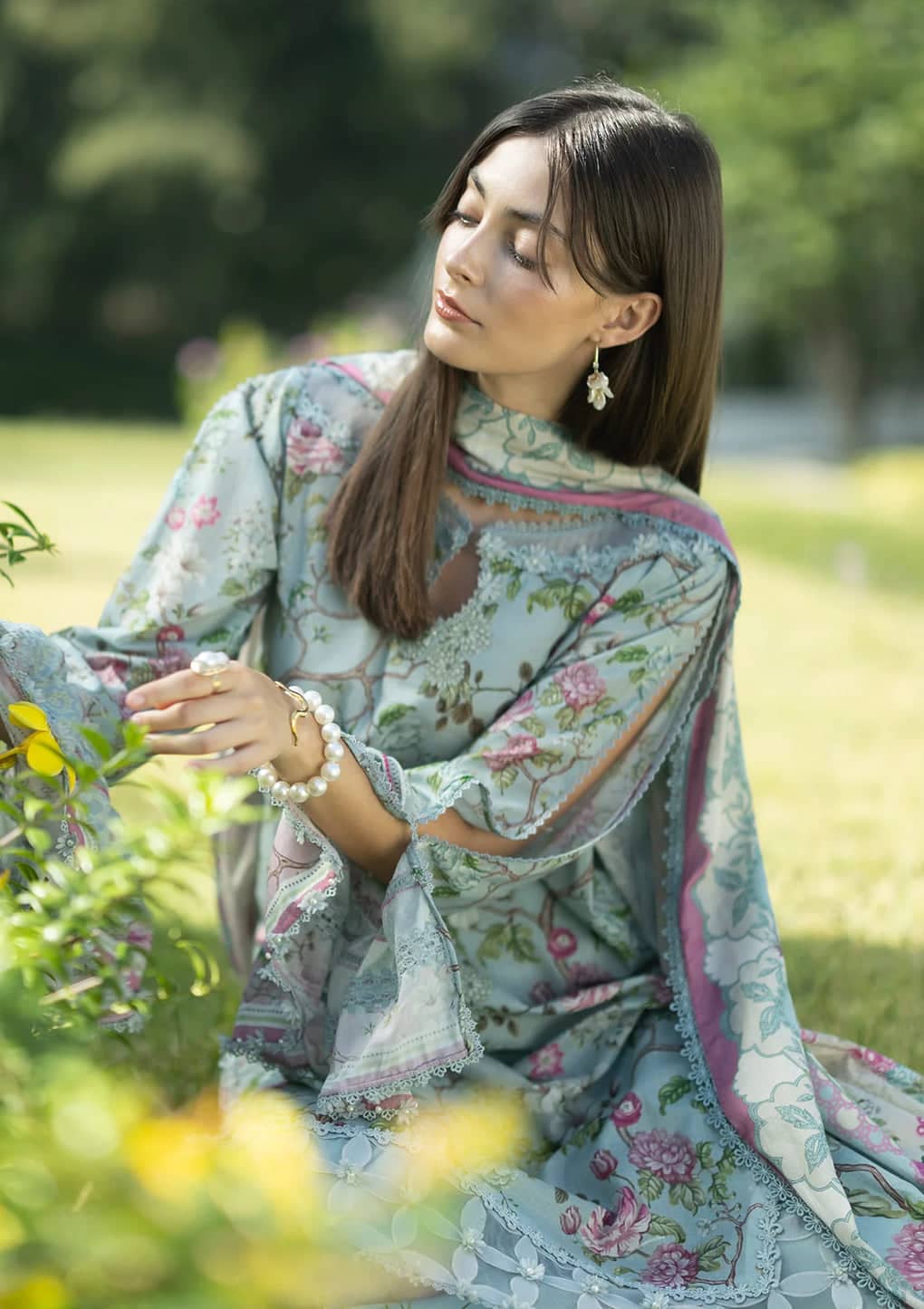 Elaf Santorini Prints Voil Dupatta/EPN-8A EIRINI BLOOM