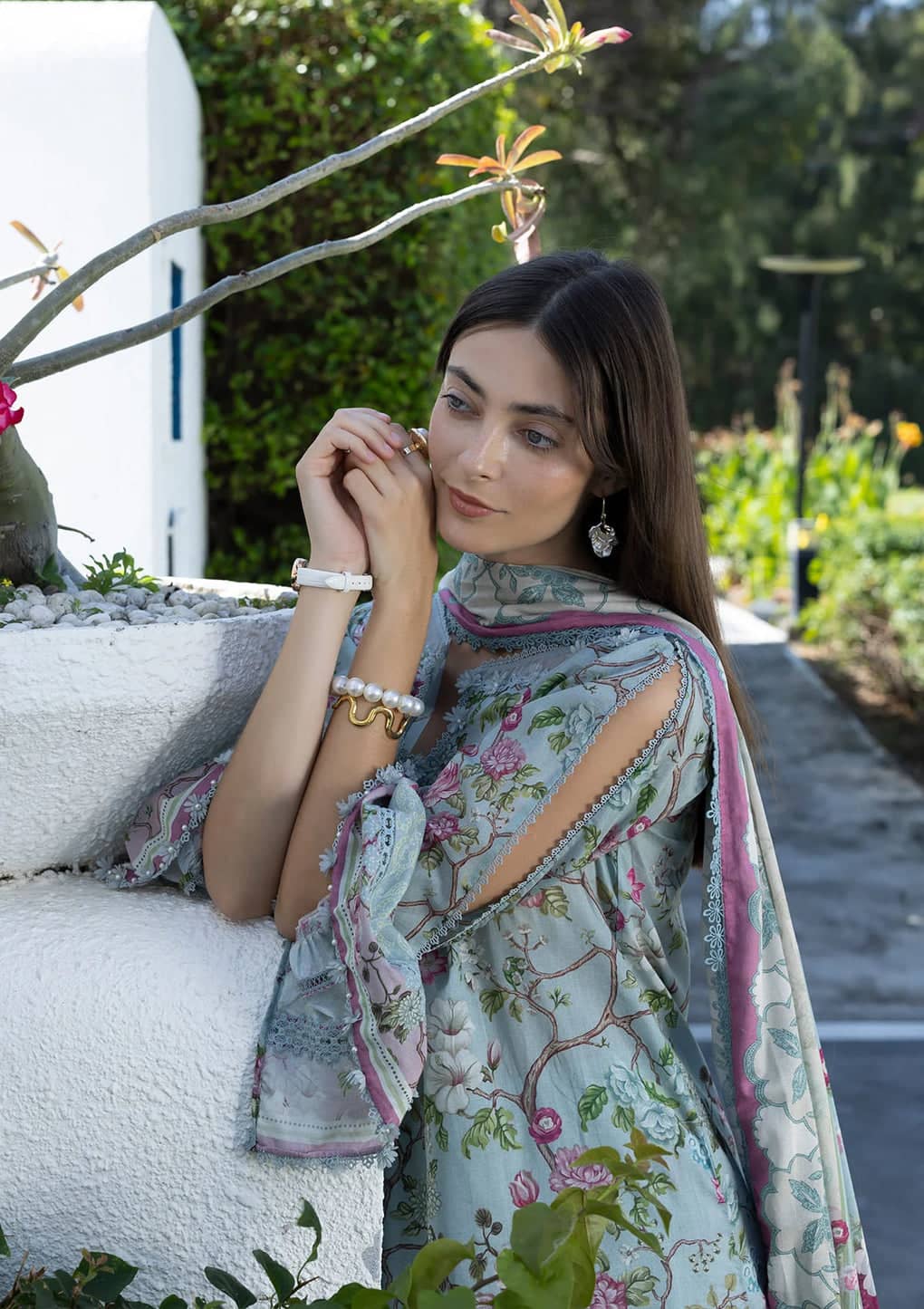 Elaf Santorini Prints Voil Dupatta/EPN-8A EIRINI BLOOM
