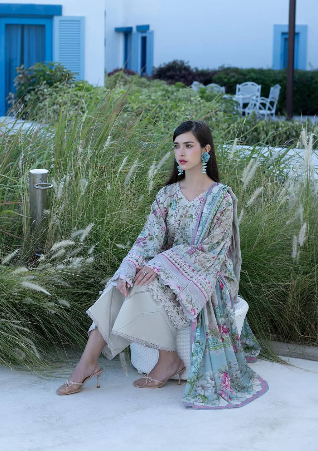 Elaf Santorini Prints Voil Dupatta/EPN-8B FAIRYTALE