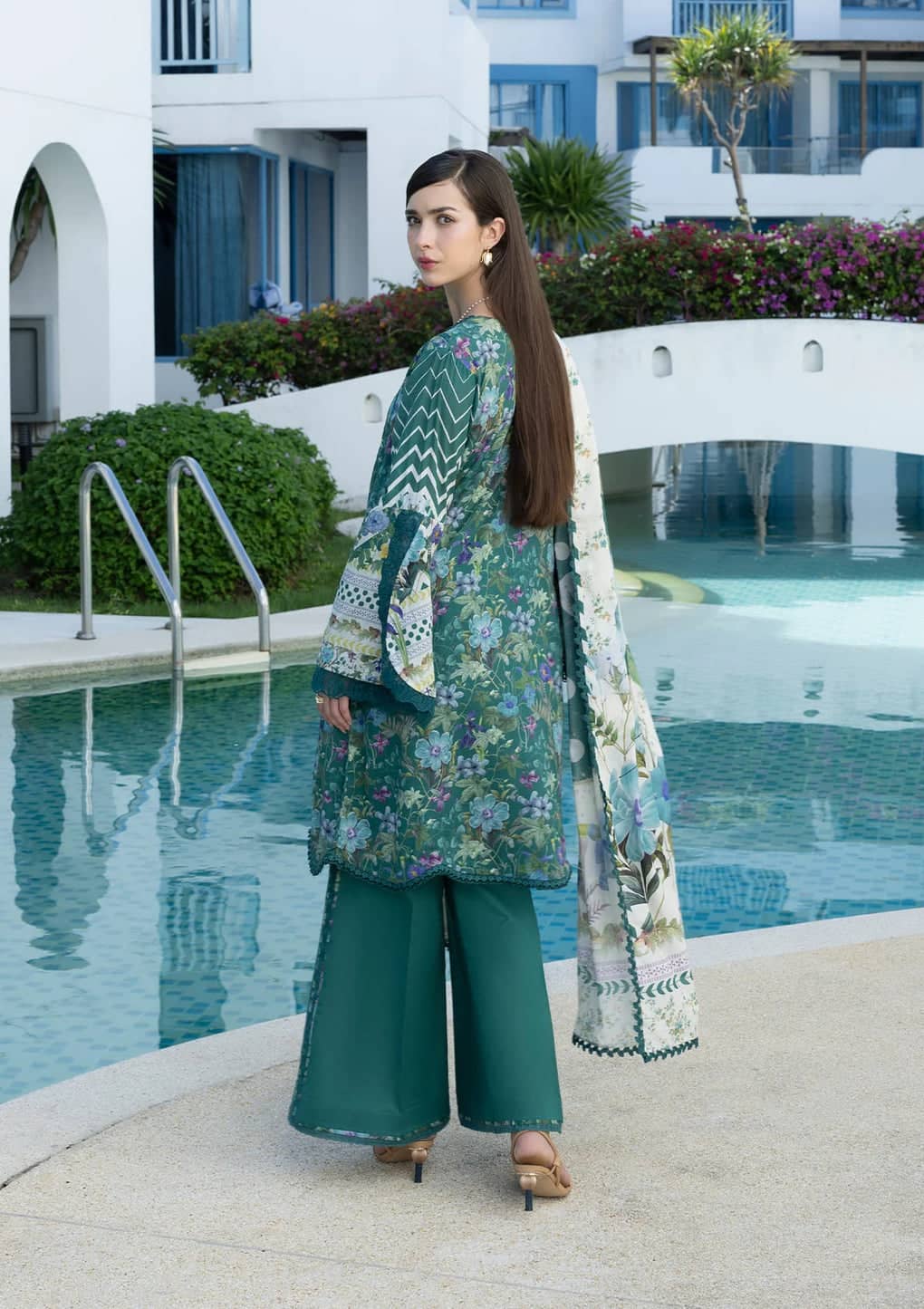 Elaf Santorini Prints Voil Dupatta/EPN-9A PEACOCK