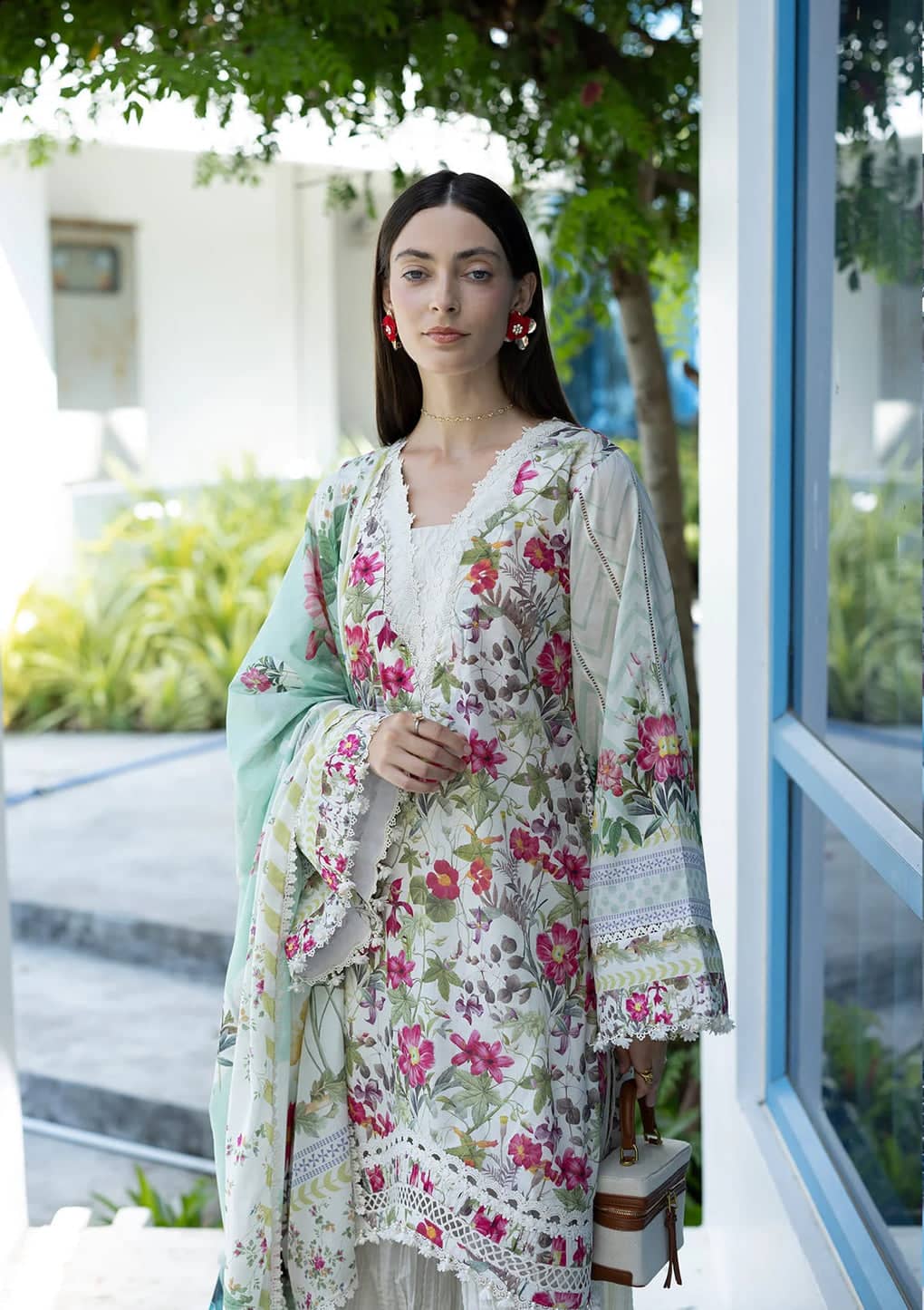 Restocked/Elaf Santorini Prints Voil Dupatta/EPN-9B CHANTILLY