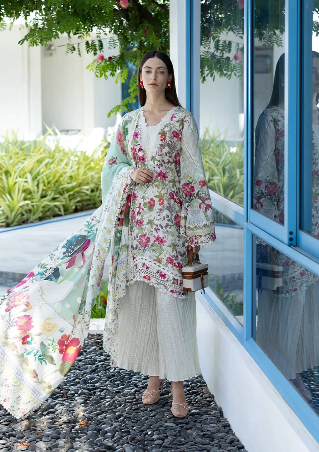 Restocked/Elaf Santorini Prints Voil Dupatta/EPN-9B CHANTILLY