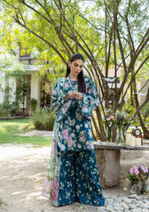 Restocked/Elaf Prints Chiffon Dupatta Collection/ECD-1B AZURE FERN