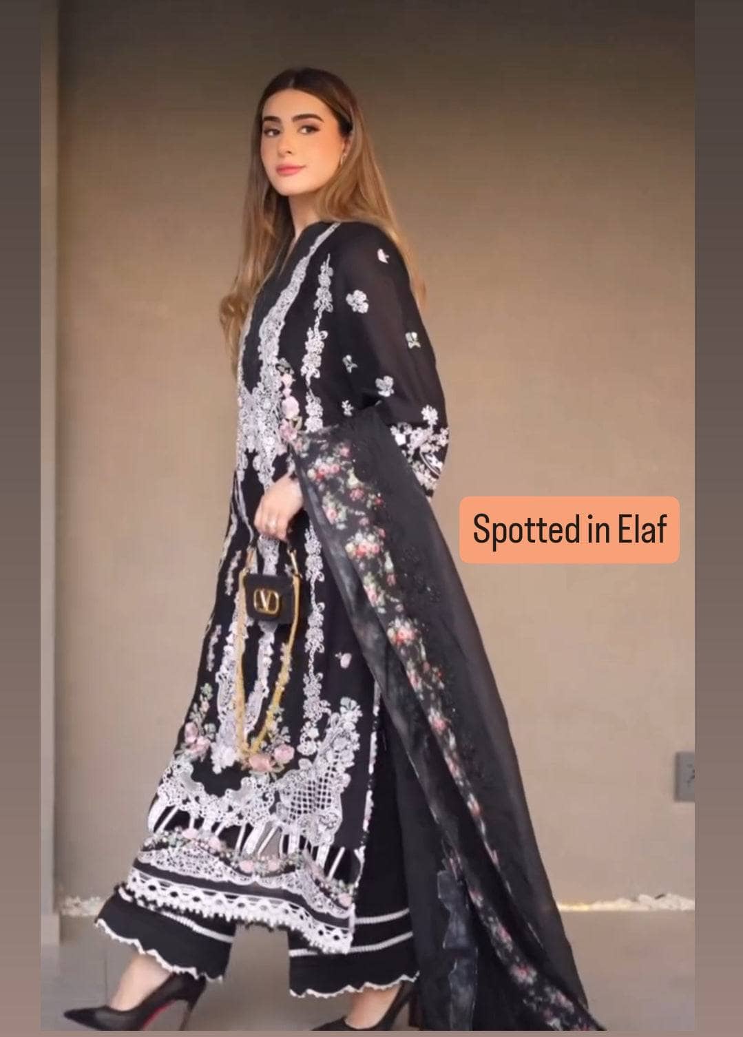 Spotted in Elaf Luxury Lawn 25/ELH-6A SERENA/Black