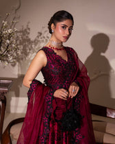 Faiza Saqlain Chiffon Pakistani Suit Faiza Saqlain Rua Wedding Formals/Dark Magenta Pink/Havin