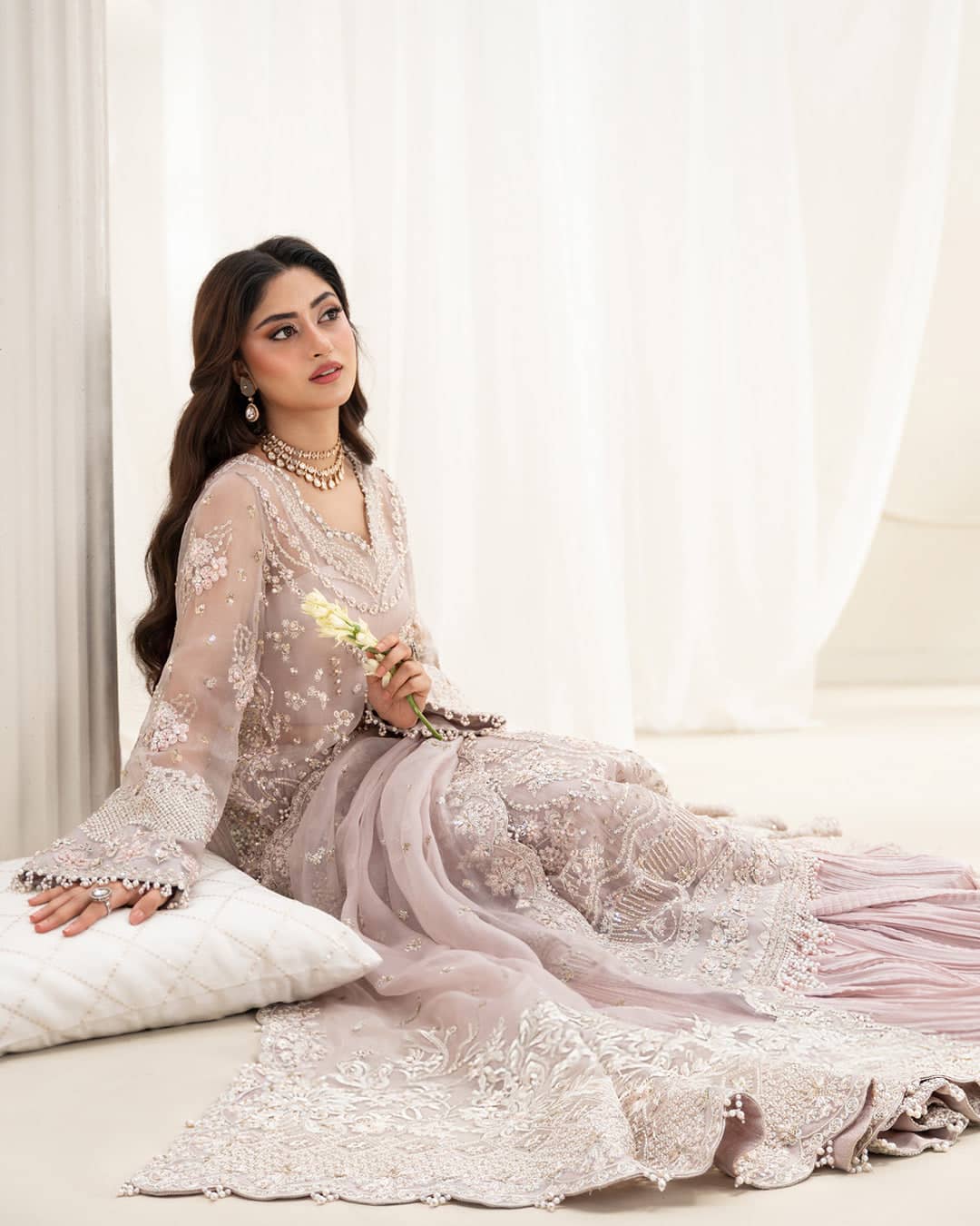 Faiza Saqlain Chiffon Pakistani Suit Faiza Saqlain Rua Wedding Formals/Dusty Rose/Ela
