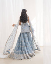 Faiza Saqlain Chiffon Pakistani Suit Faiza Saqlain Rua Wedding Formals/Ice Blue/Oya