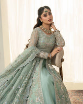 Faiza Saqlain Chiffon Pakistani Suit Faiza Saqlain Rua Wedding Formals/Mint Green/Selin