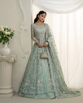 Faiza Saqlain Chiffon Pakistani Suit Faiza Saqlain Rua Wedding Formals/Mint Green/Selin