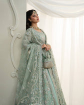 Faiza Saqlain Chiffon Pakistani Suit Faiza Saqlain Rua Wedding Formals/Mint Green/Selin
