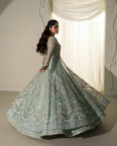 Faiza Saqlain Chiffon Pakistani Suit Faiza Saqlain Rua Wedding Formals/Mint Green/Selin