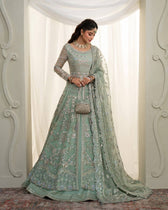 Faiza Saqlain Chiffon Pakistani Suit Faiza Saqlain Rua Wedding Formals/Mint Green/Selin