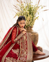 Faiza Saqlain Chiffon Pakistani Suit Faiza Saqlain Rua Wedding Formals/Scarlet/Gul