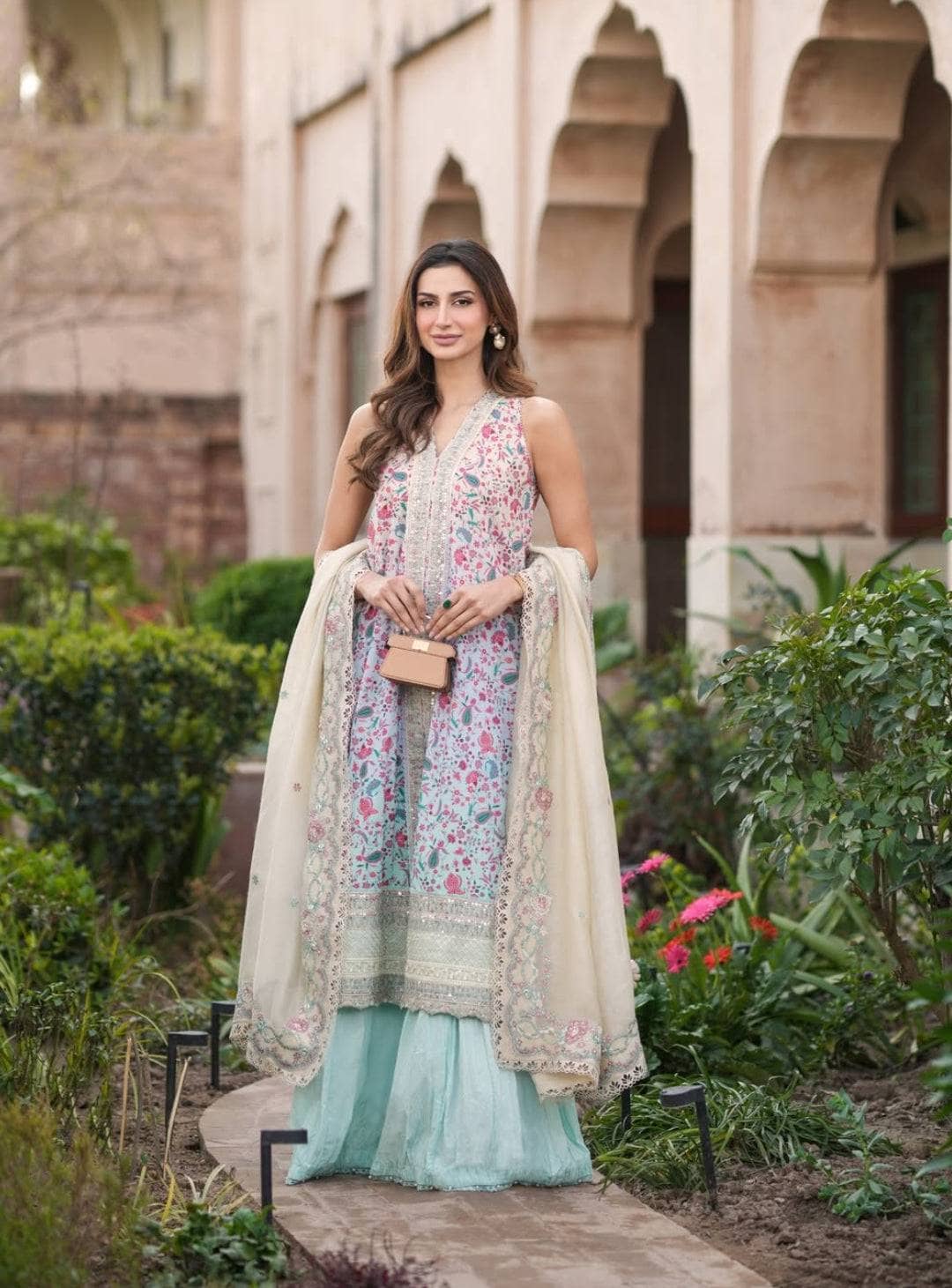Spotted in Faiza Saqlain Lawn 25/Danica/Ombre Ice Blue