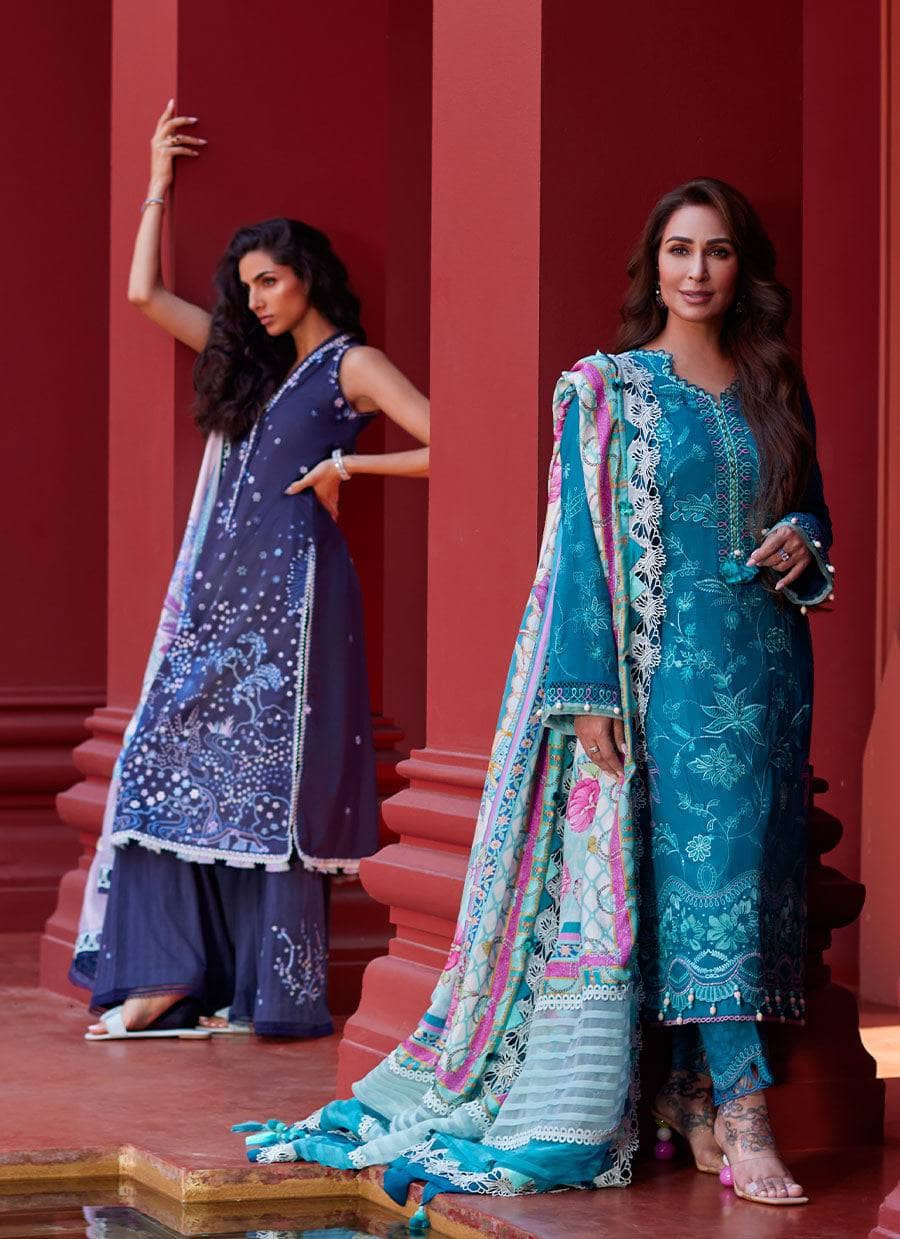 Farah Talib Aziz Lawn Pakistani Suits Farah Talib Aziz Suay/Izia Blue