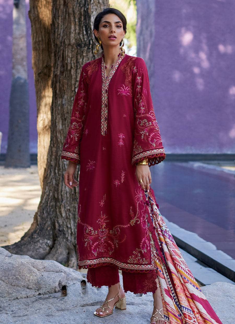 Farah Talib Aziz Lawn Pakistani Suits Restocked/Farah Talib Aziz Suay/Enzo Red