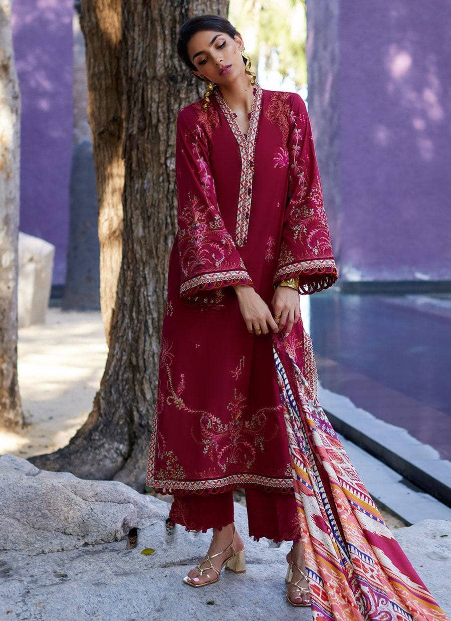 Farah Talib Aziz Lawn Pakistani Suits Restocked/Farah Talib Aziz Suay/Enzo Red
