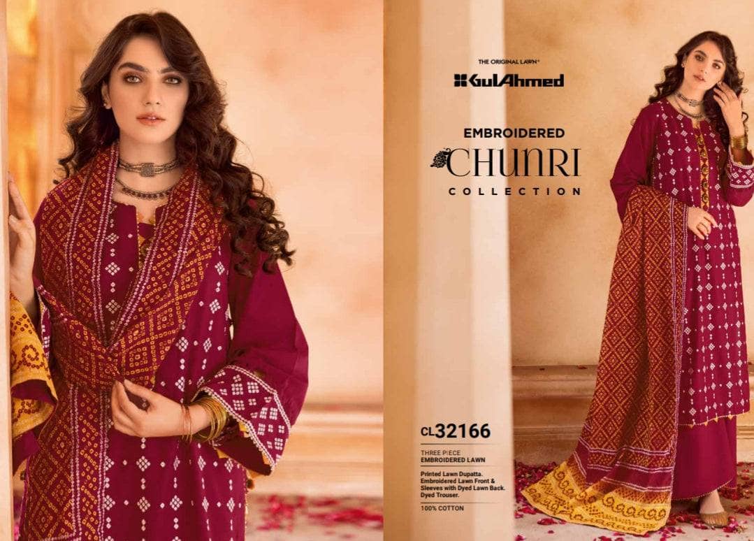 Gul Ahmed Chunari Lawn 23/CL32166/Embroidered