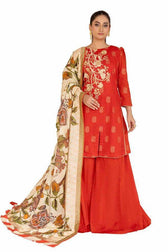 Printed Lawn Dupatta - 2.5 Meters Embroidered Printed Cambric Shirt Front with Printed Cambric Back & Sleeves - 1.75 Meters Dyed Trouser - 1.75 Meters