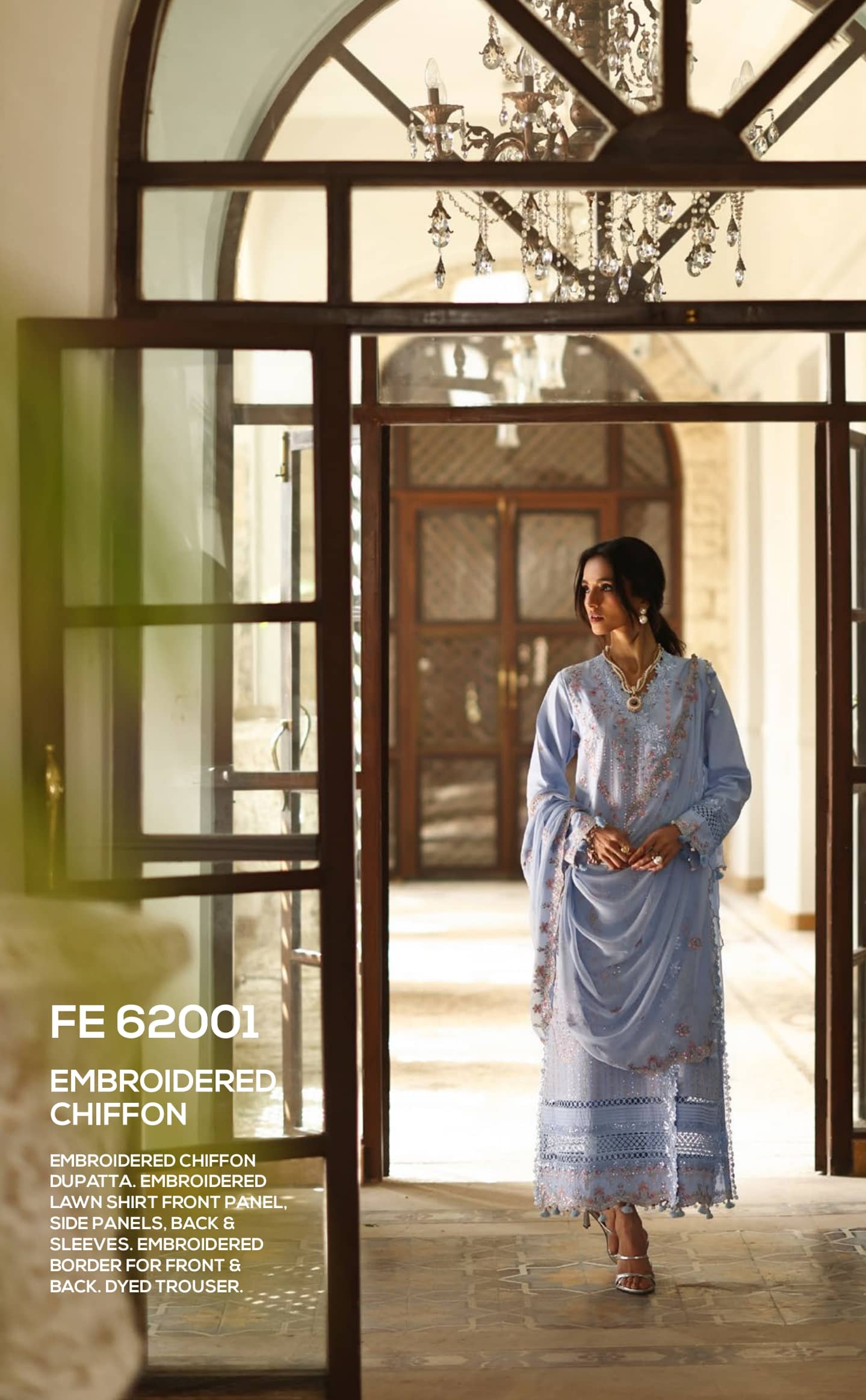 Gul Ahmed Luxury Eid 26/FE 62001/Embroideried Chiffon Dupatta