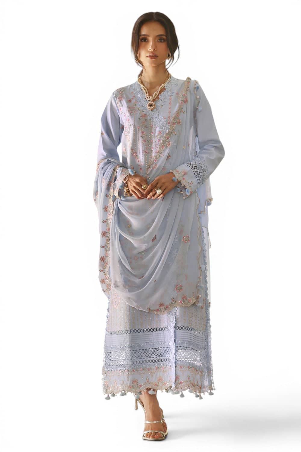 Gul Ahmed Luxury Eid 26/FE 62001/Embroideried Chiffon Dupatta