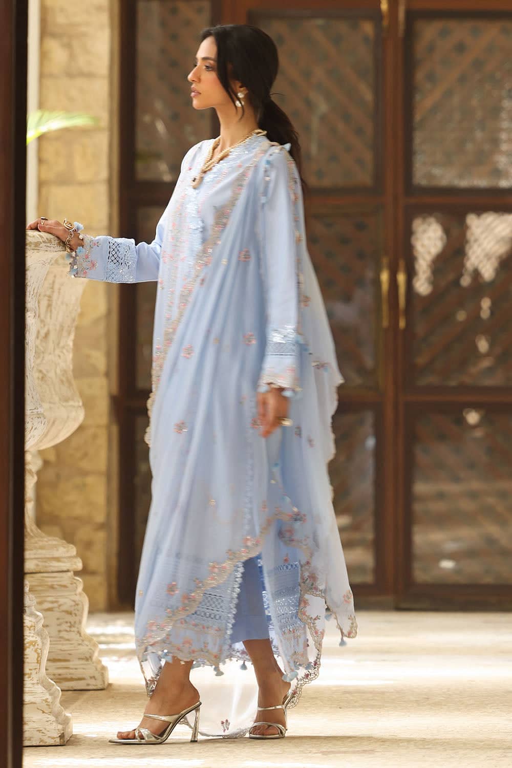 Gul Ahmed Luxury Eid 26/FE 62001/Embroideried Chiffon Dupatta