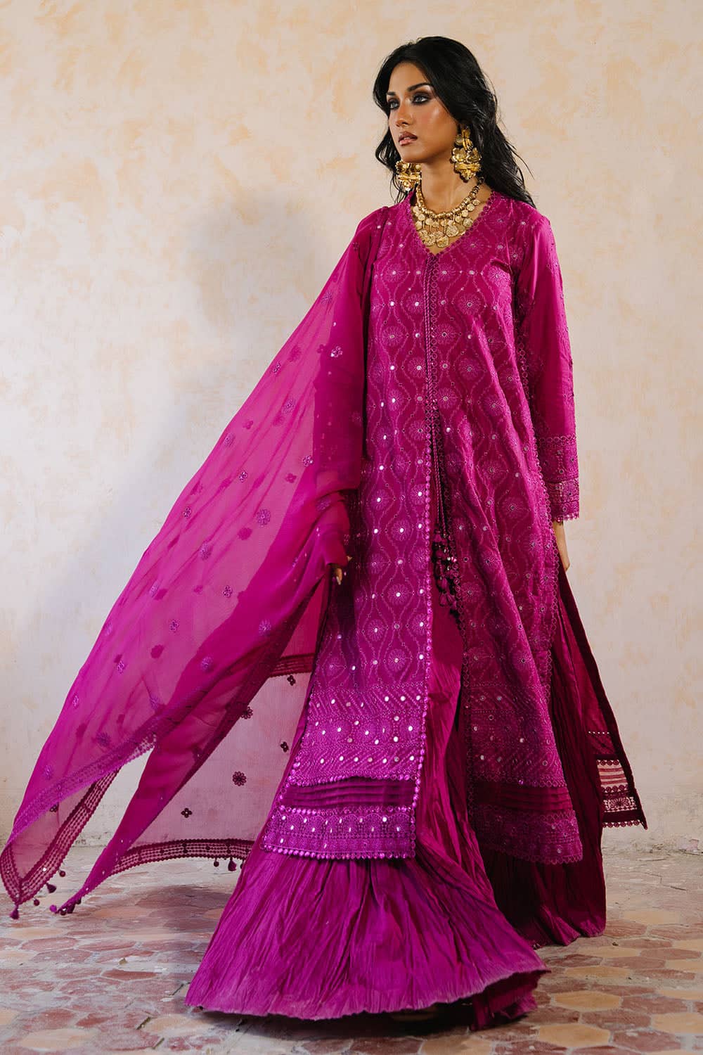 Gul Ahmed Luxury Eid 26/PM62069/Embroideried Chiffon Dupatta