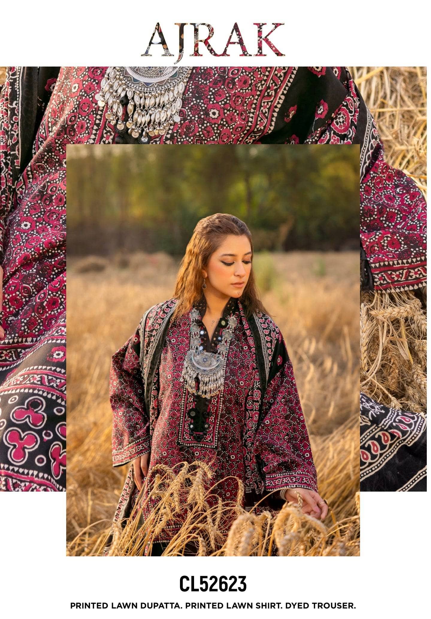 Restocked/Gul Ahmed Ajrak Collection 25/CL 52623