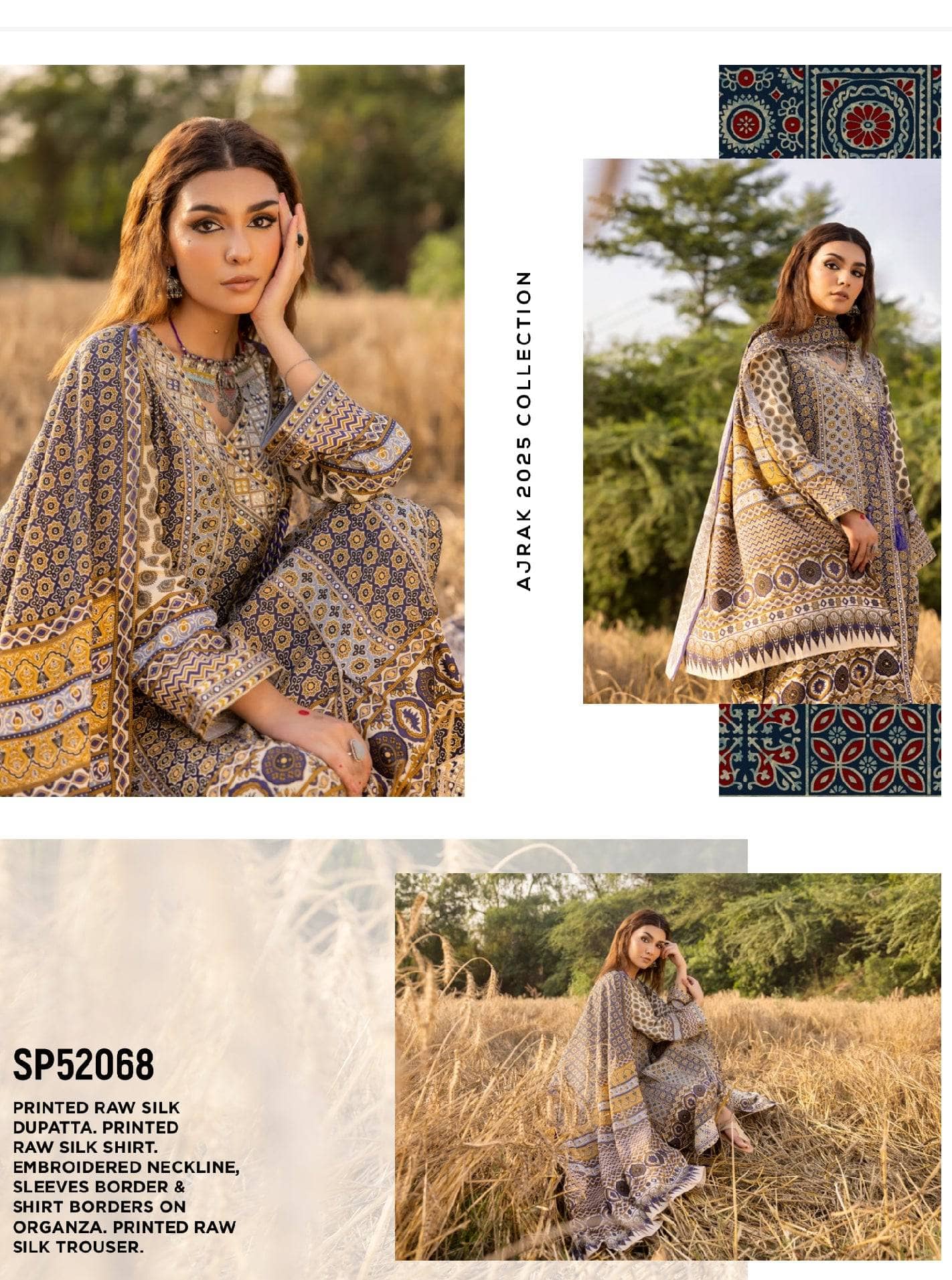 Restocked/Gul Ahmed Ajrak Collection 25/SP52068