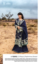 Gul Ahmed Luxe Patjhaar/Embroidered Pashmina Suit with Embroidered Shawl AP-52012
