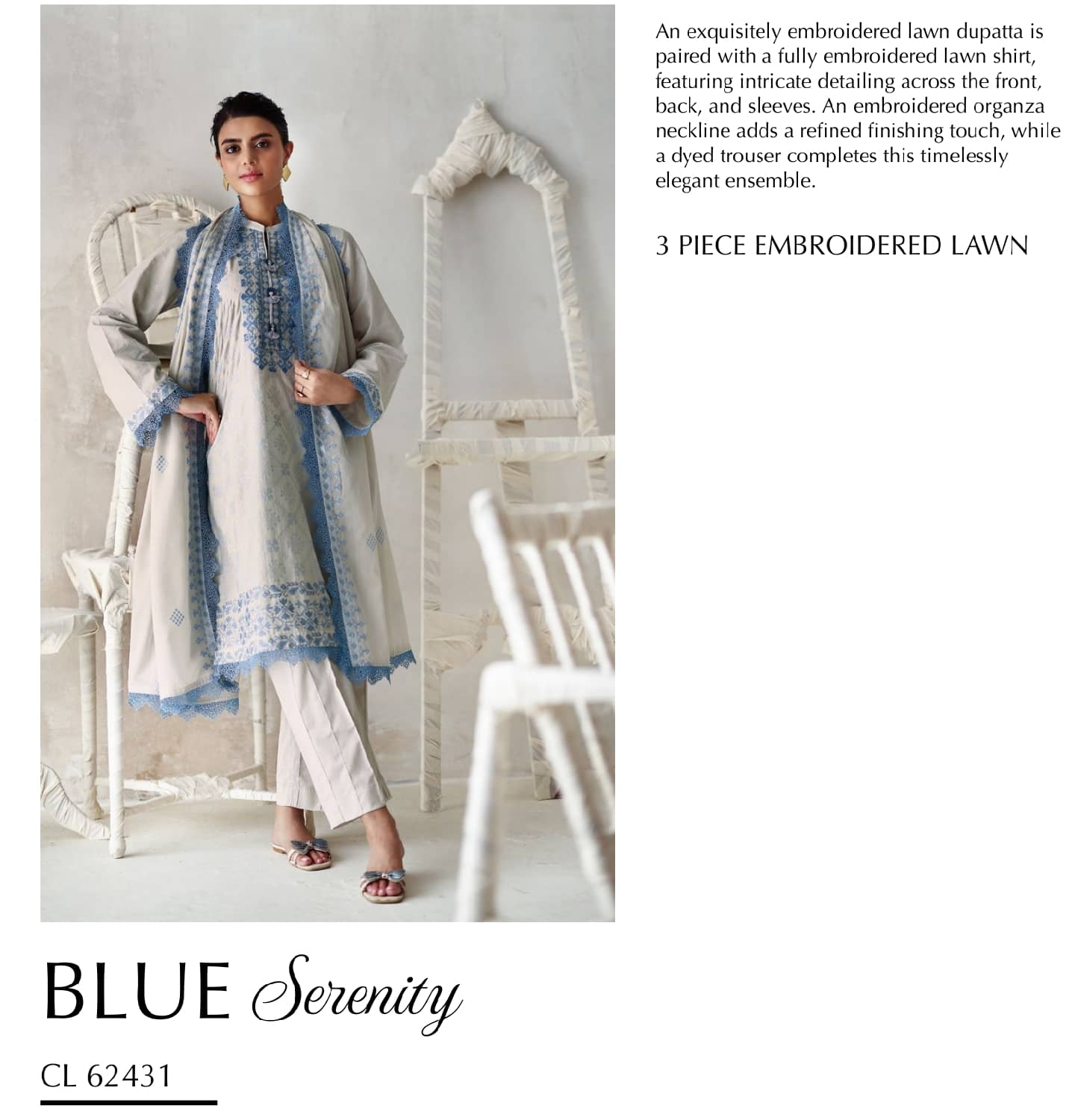 Gul Ahmed Luxe Summer/Blue Serenity/CL 62431