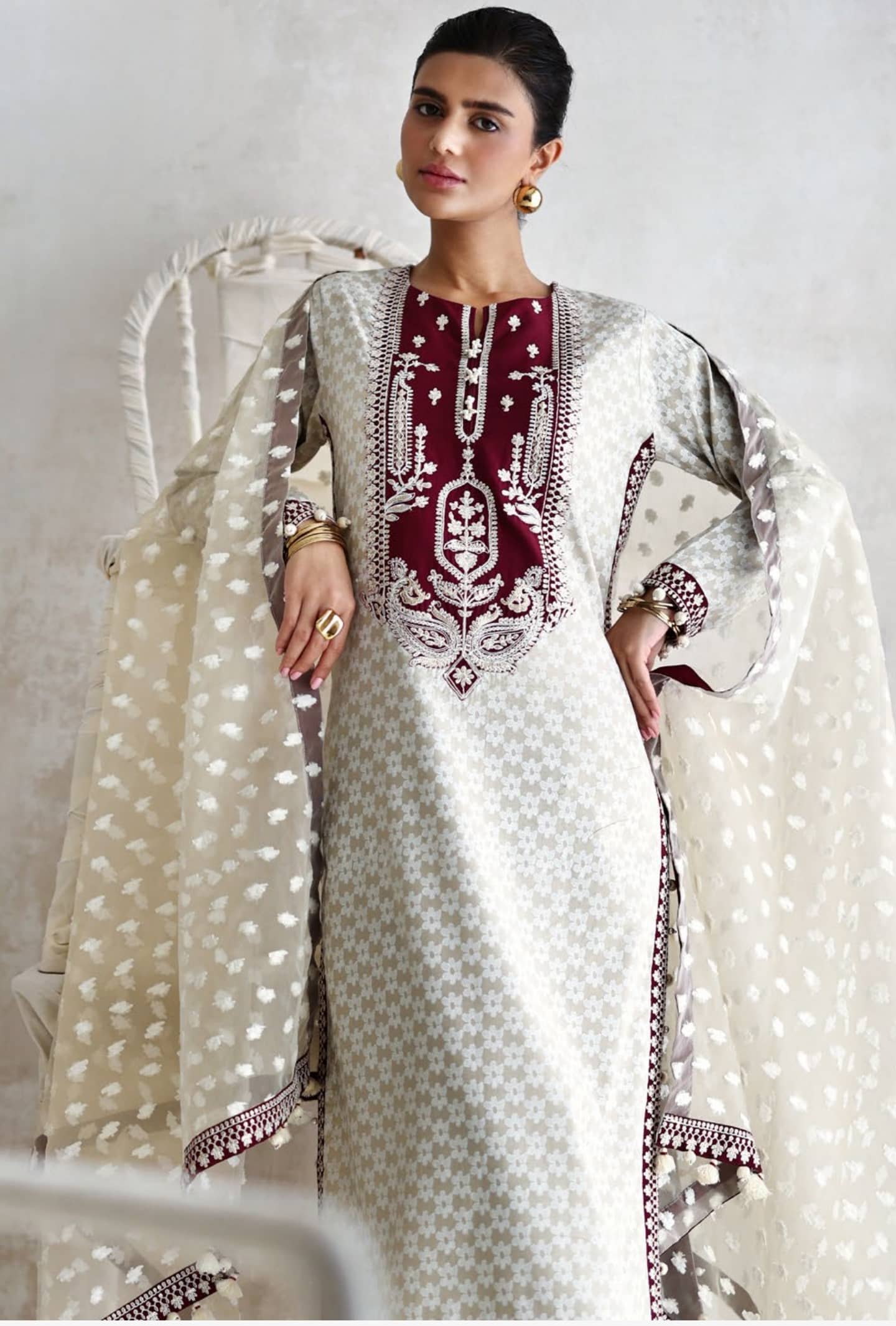 Gul Ahmed Luxe Summer/Choclate Cosmos/SP62014