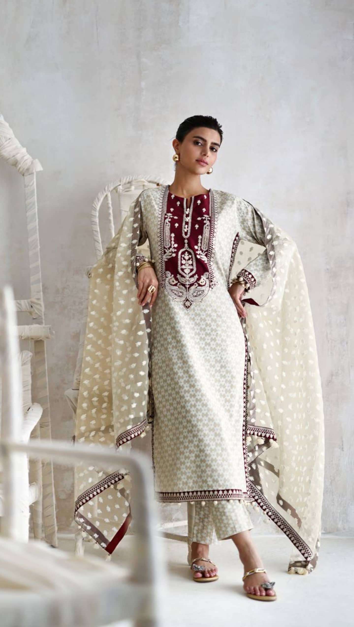 Gul Ahmed Luxe Summer/Choclate Cosmos/SP62014