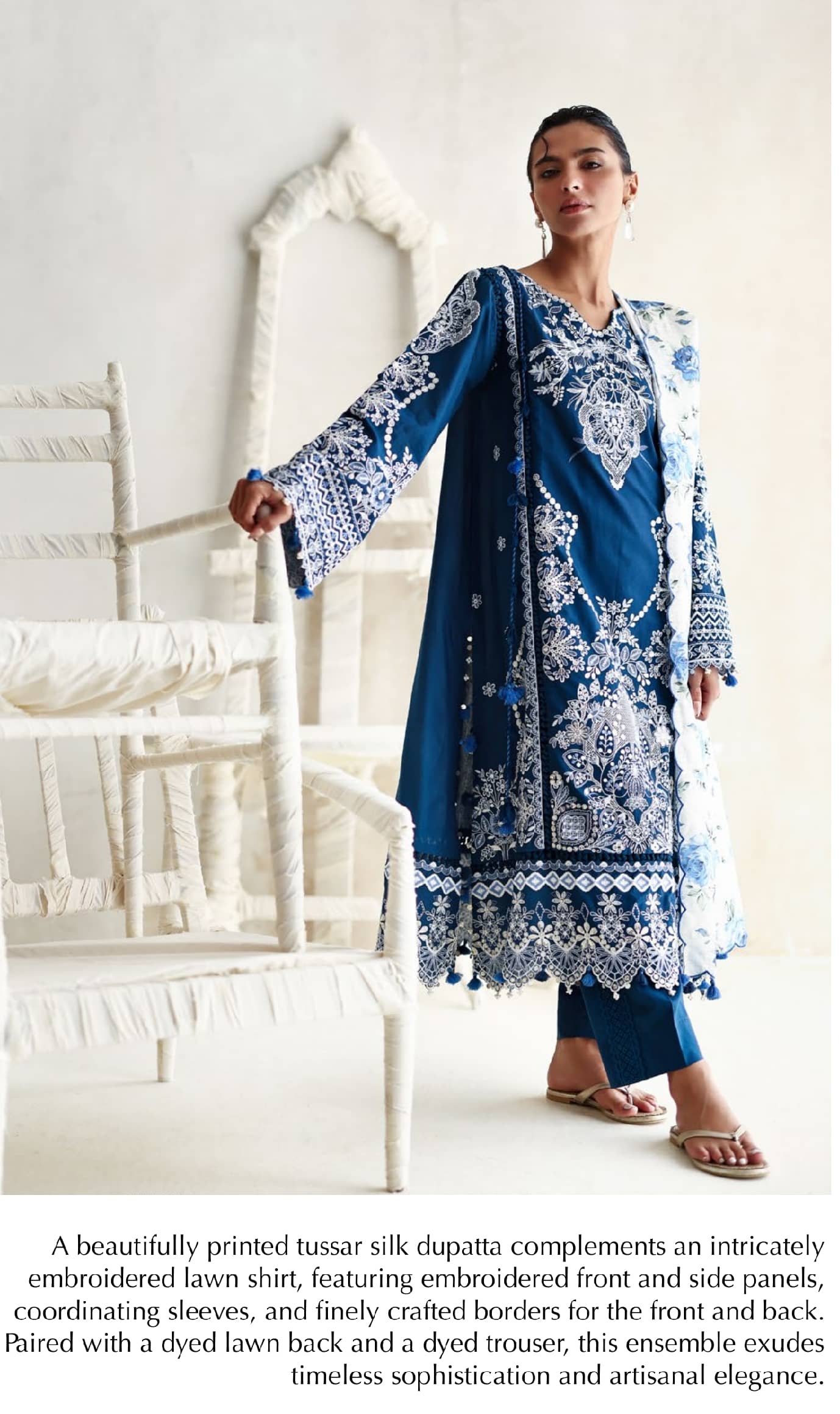 Gul Ahmed Luxe Summer/Indigo Blossom/PM62073