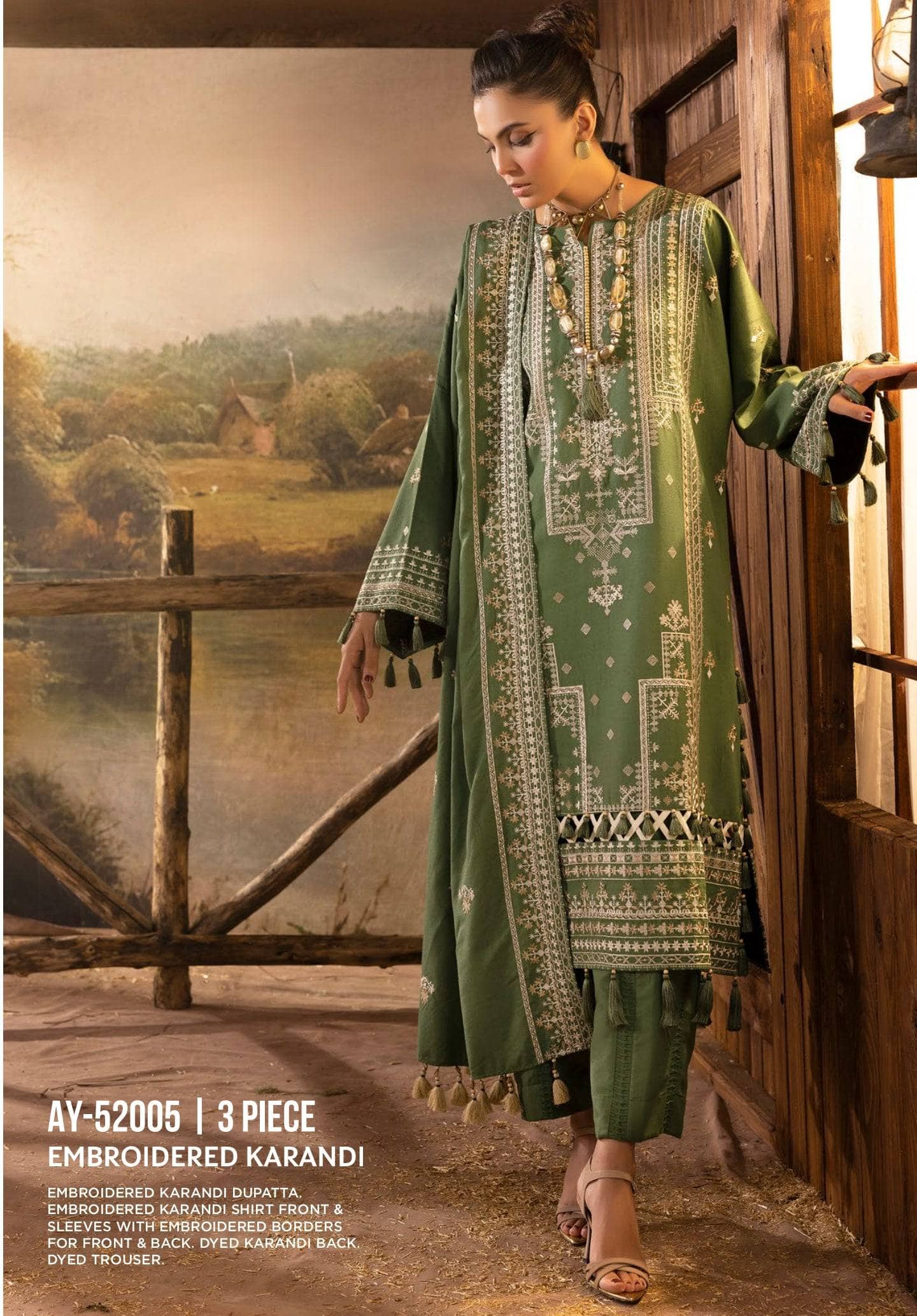 Gul Ahmed Rang E Khizam/K 52005/Embroideried Karandi