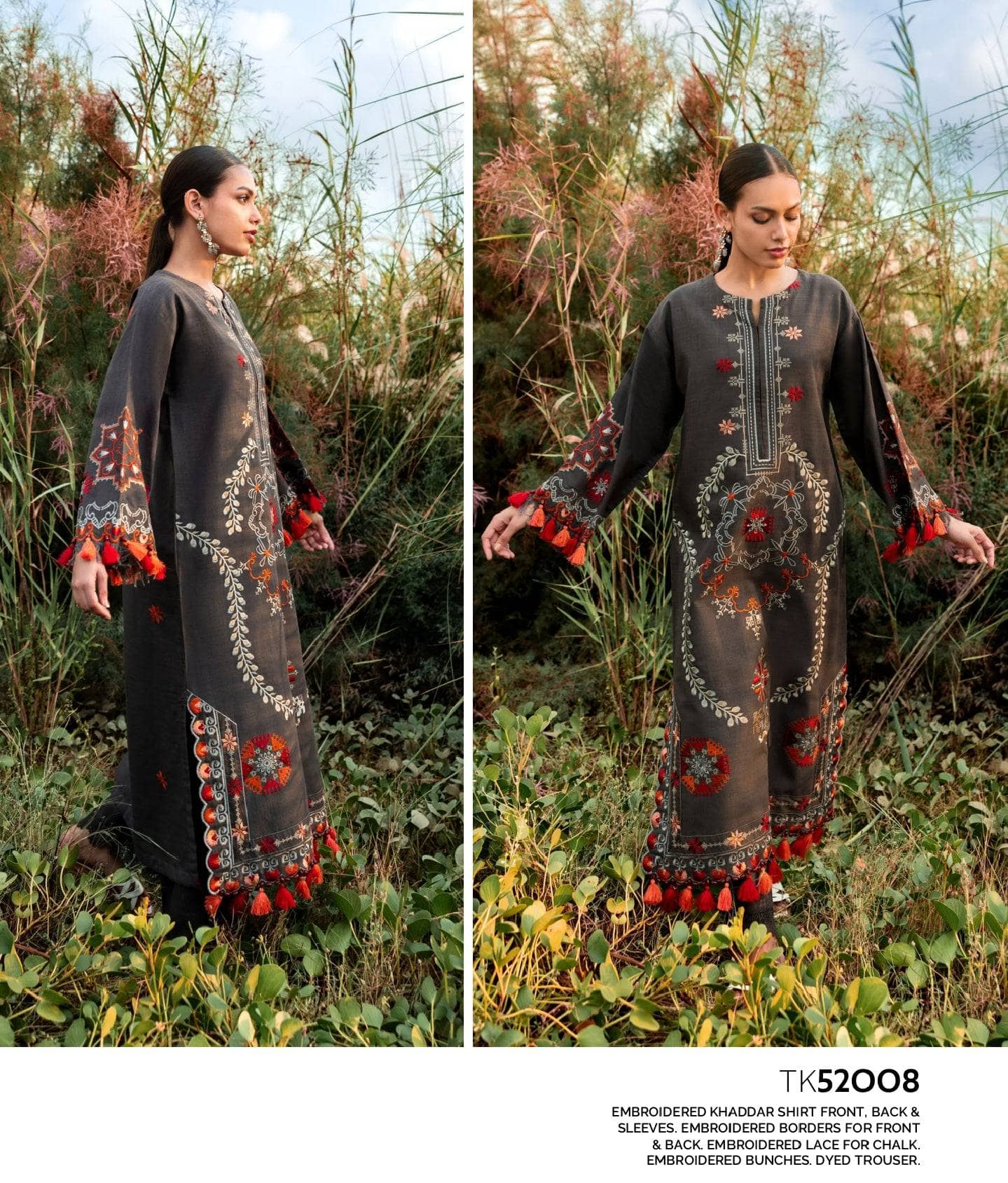 Gul Ahmed Winter Essentials/Casuals/TK 52008/Embroidered Khaddar