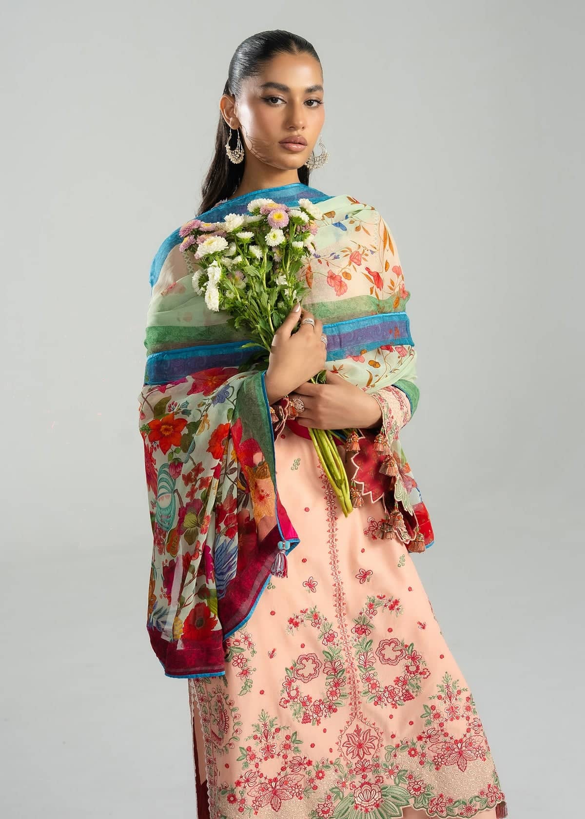 Hussain Rehar  Zan Luxury Lawns/Seftali/Peach