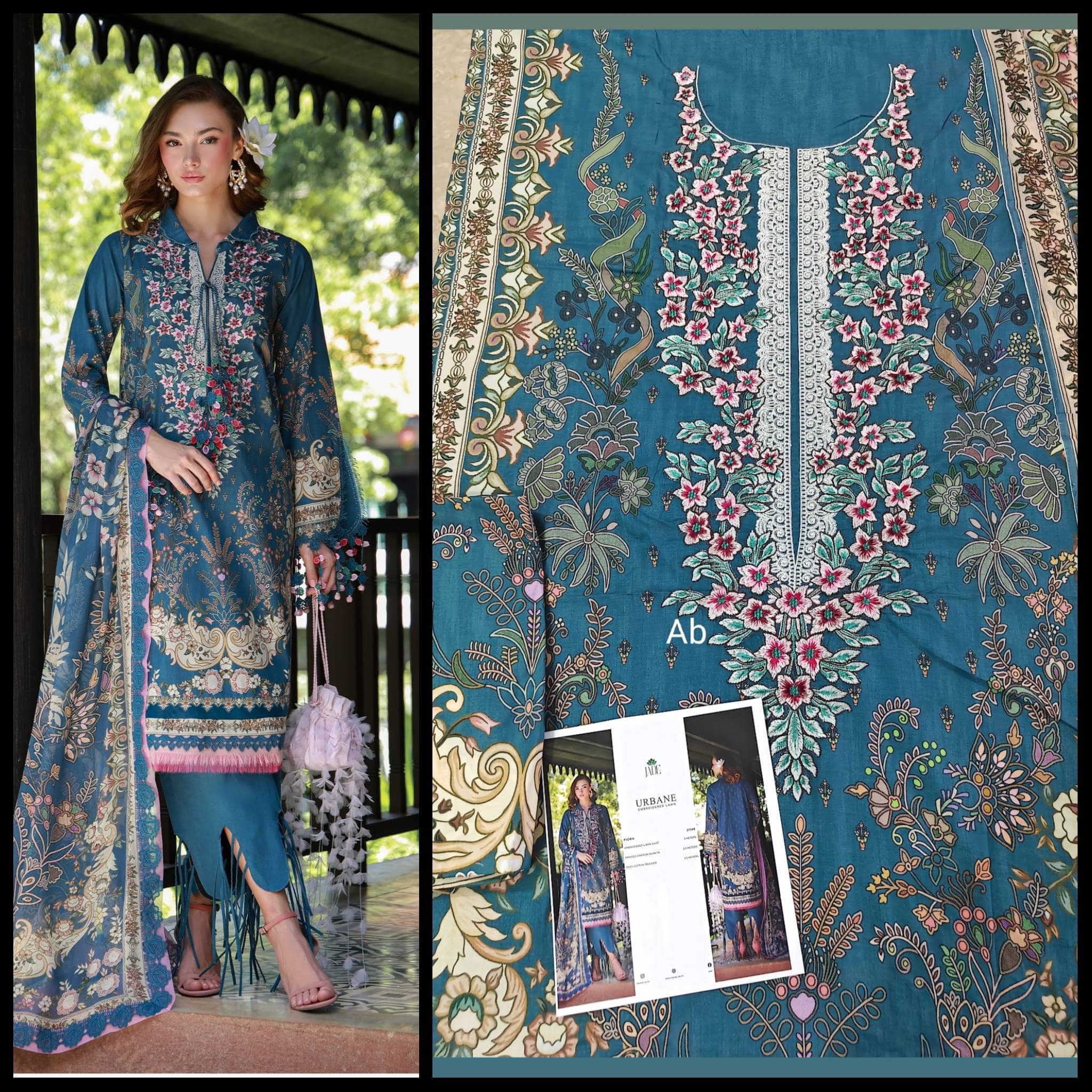 Open Pic /Jade Urbane Embroideried Lawn 26/Flora