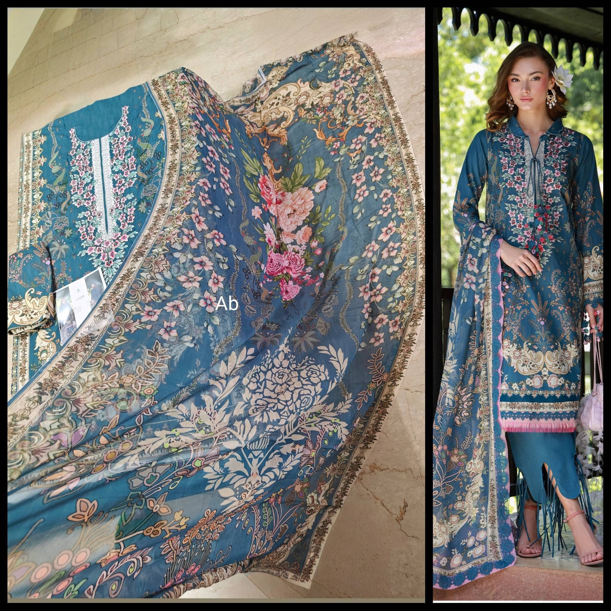 Open Pic /Jade Urbane Embroideried Lawn 26/Flora