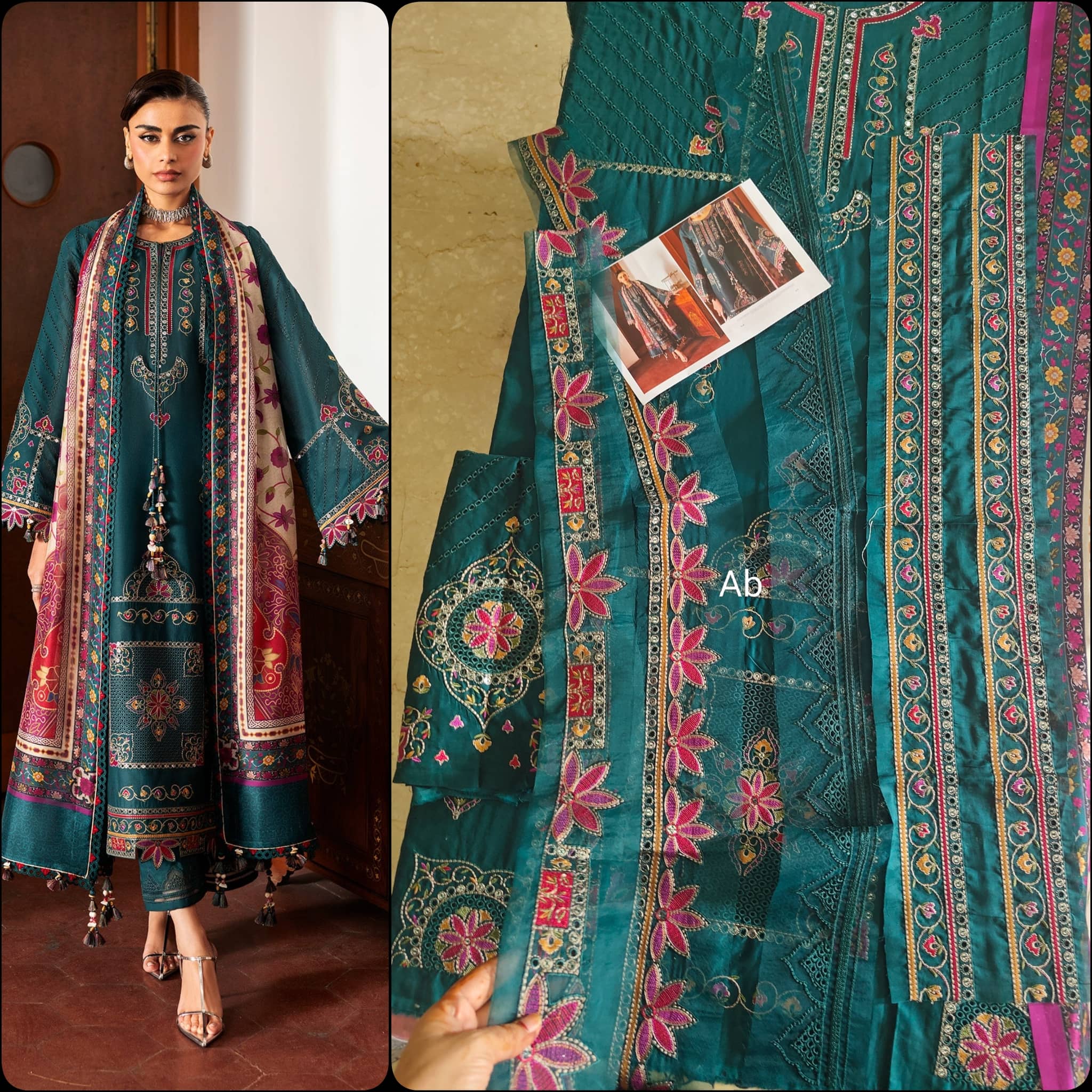 Open Pic/Jazmin Shahkaar Lawn/SL26-D10/Tissue Silk Dupatta