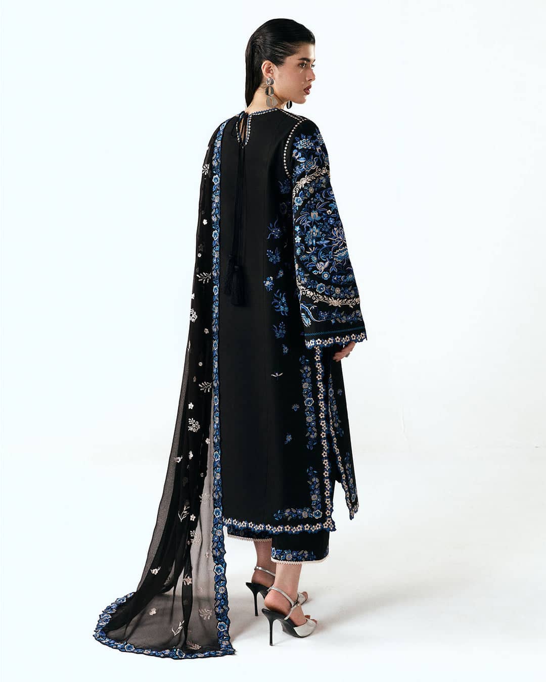 Hot🔥Seller/Jugnu Lahore Lawn/Vol 3/Ari/Black/Chiffon Embroideried Dupatta