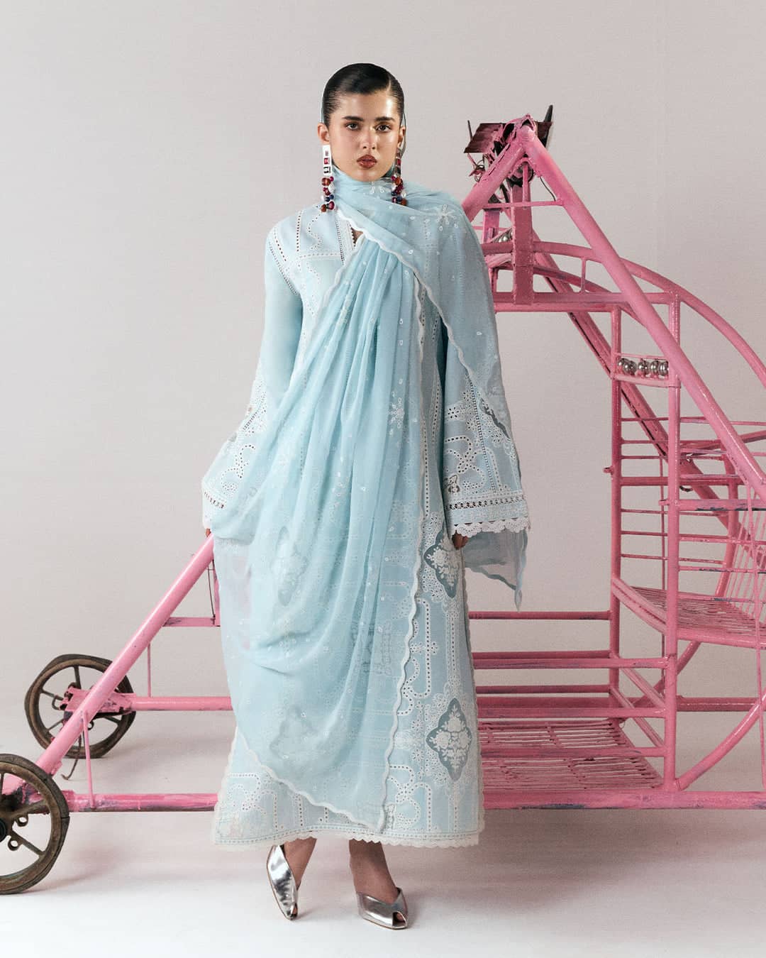 Hot🔥Seller/Jugnu Lahore Lawn/Vol 3/Dira/Aqua Blue/Embroideried Chiffon Dupatta