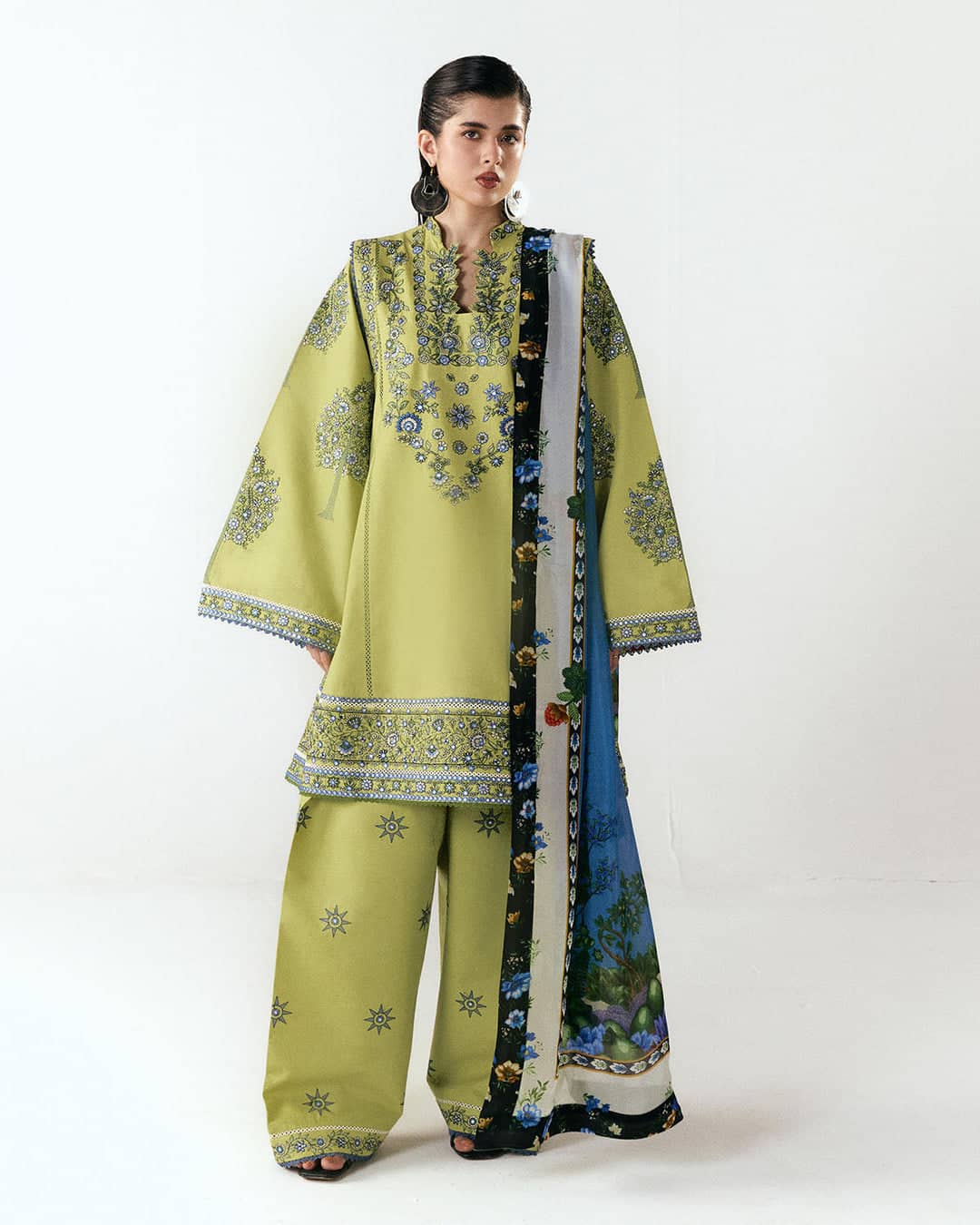 Hot🔥Seller/Jugnu Lahore Lawn/Vol 3/Mai/Pistachio/Silk Dupatta