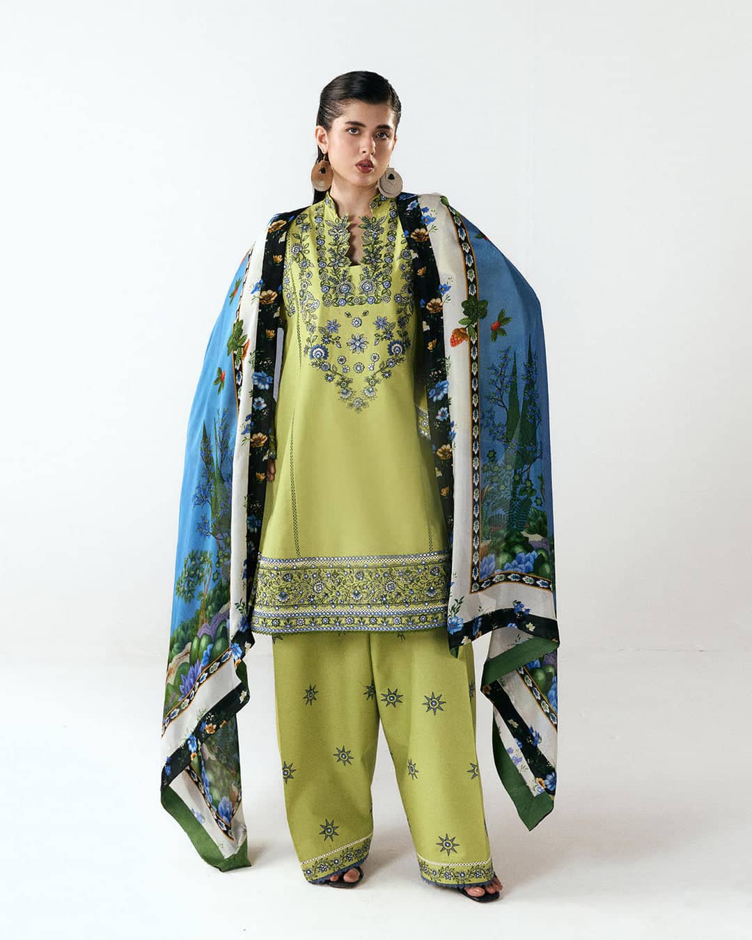 Hot🔥Seller/Jugnu Lahore Lawn/Vol 3/Mai/Pistachio/Silk Dupatta