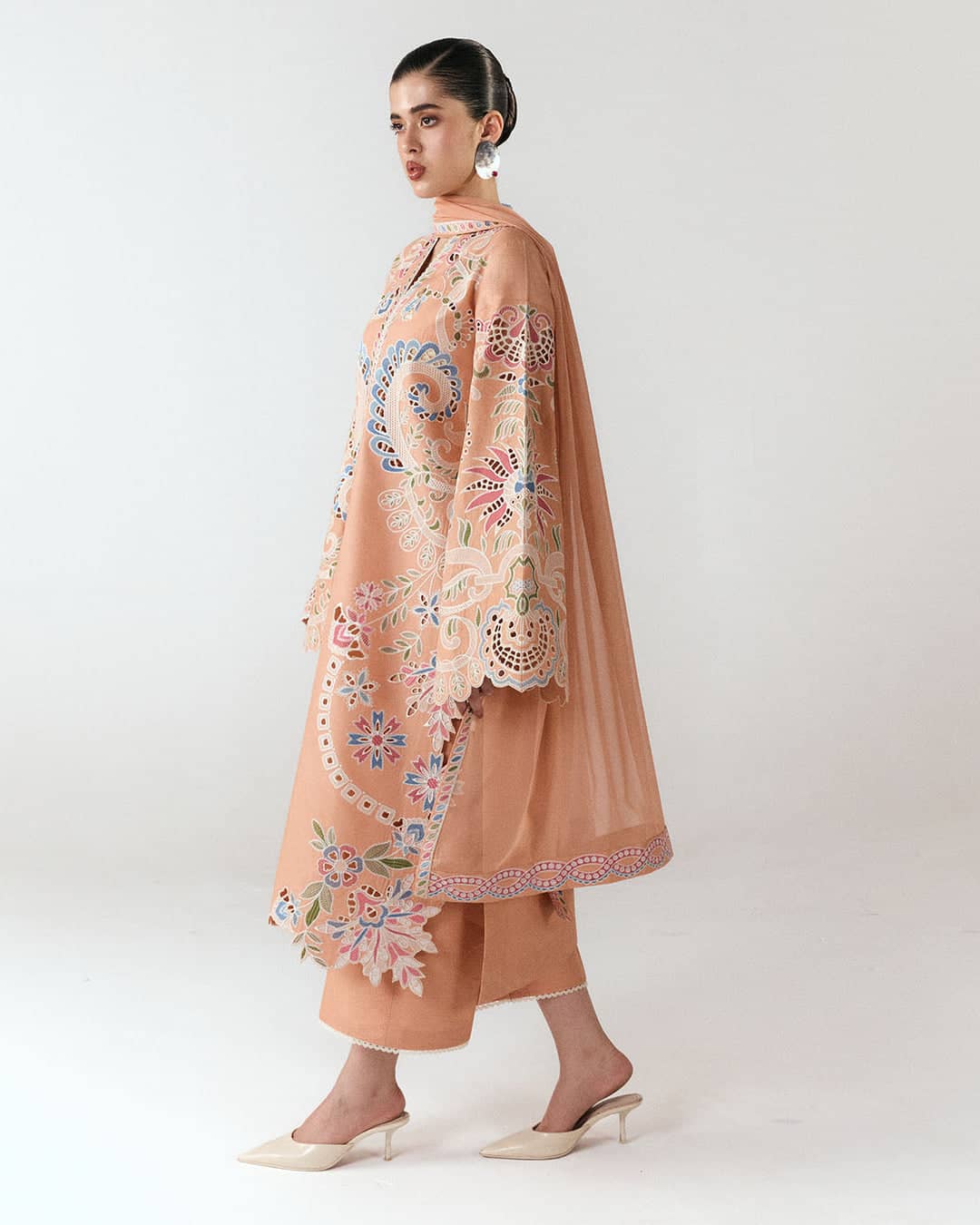 Hot🔥Seller/Jugnu Lahore Lawn/Vol 3/Nila/Peach/Embroideried Chiffon Dupatta