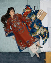 Restocked/Jugnu Lahore Lawn/Tahmi/Rust-Ivory