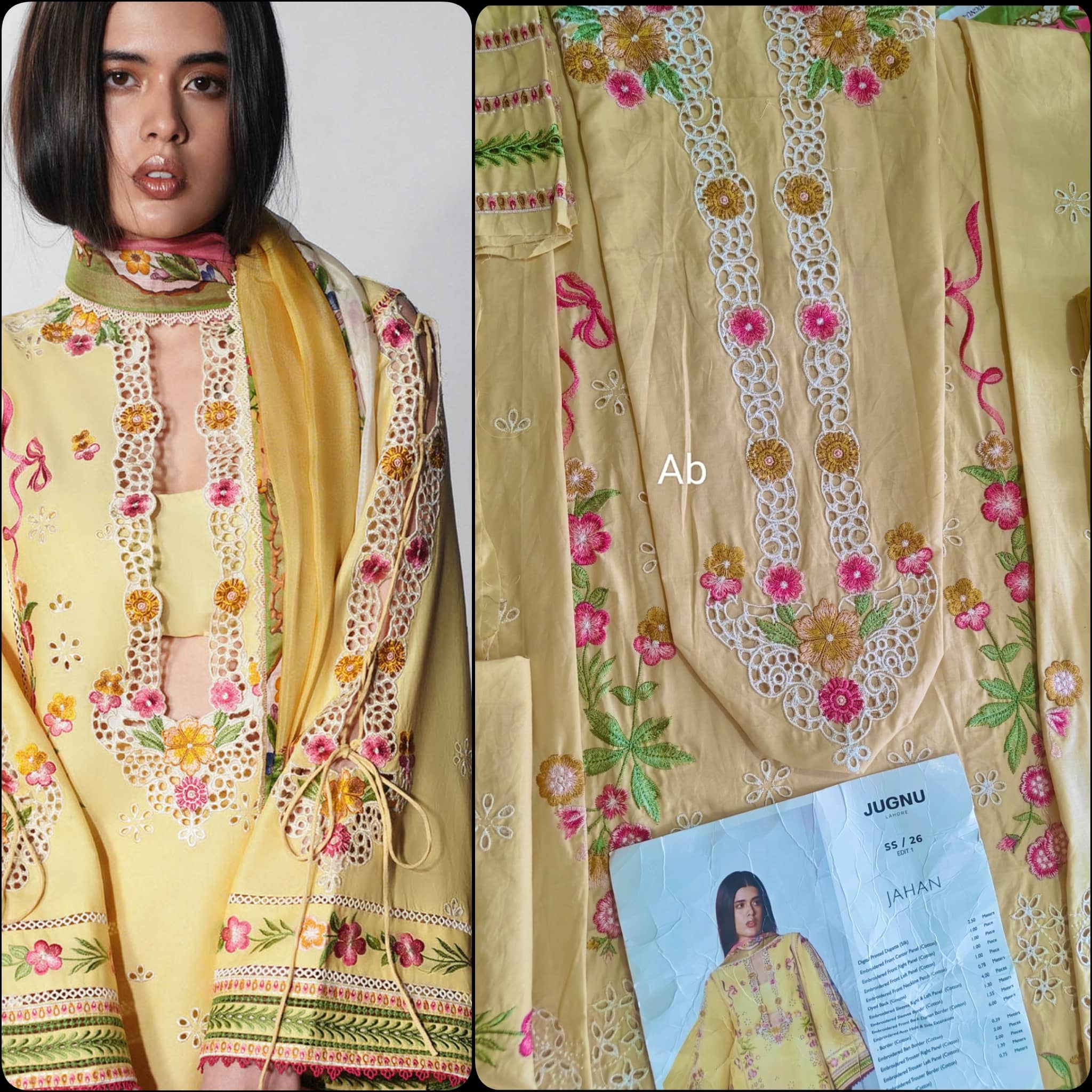 Hot🔥Seller‼️Open Pic/Jugnu Lahore Lawn/Butter Yellow