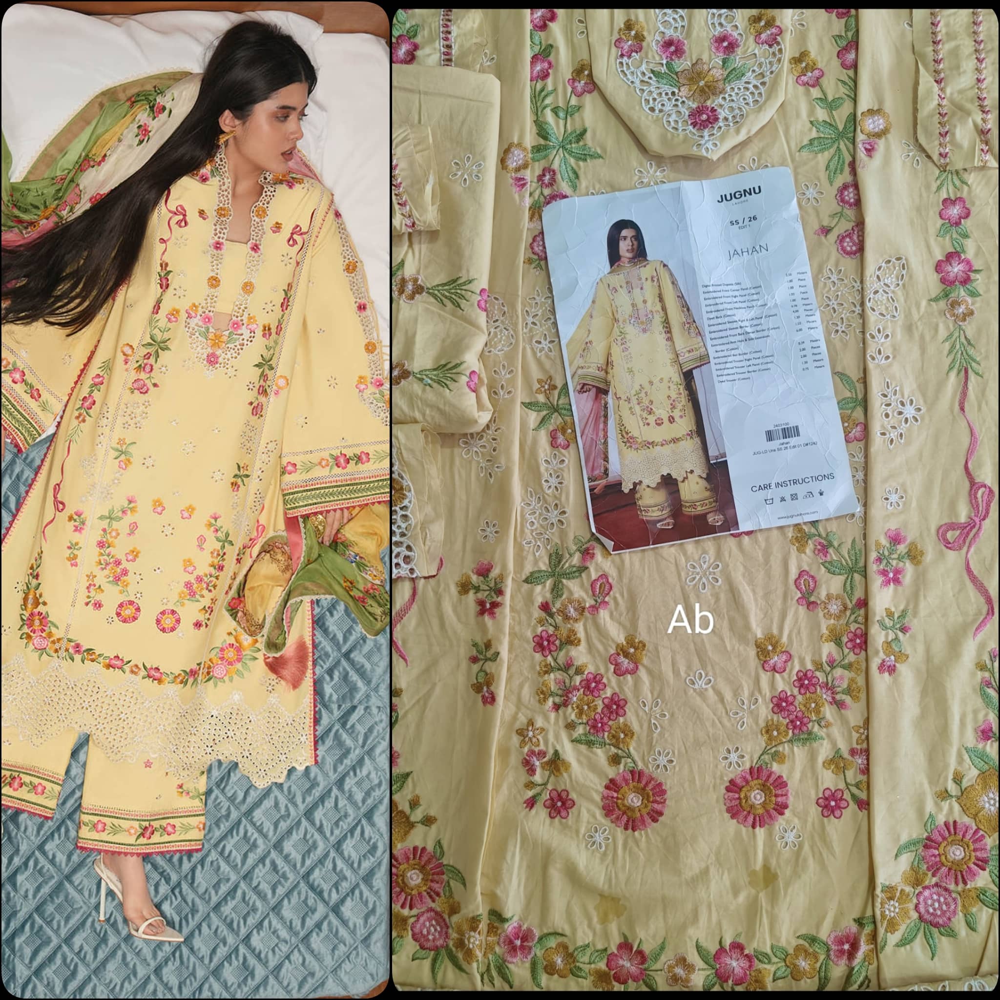 Hot🔥Seller‼️Open Pic/Jugnu Lahore Lawn/Butter Yellow