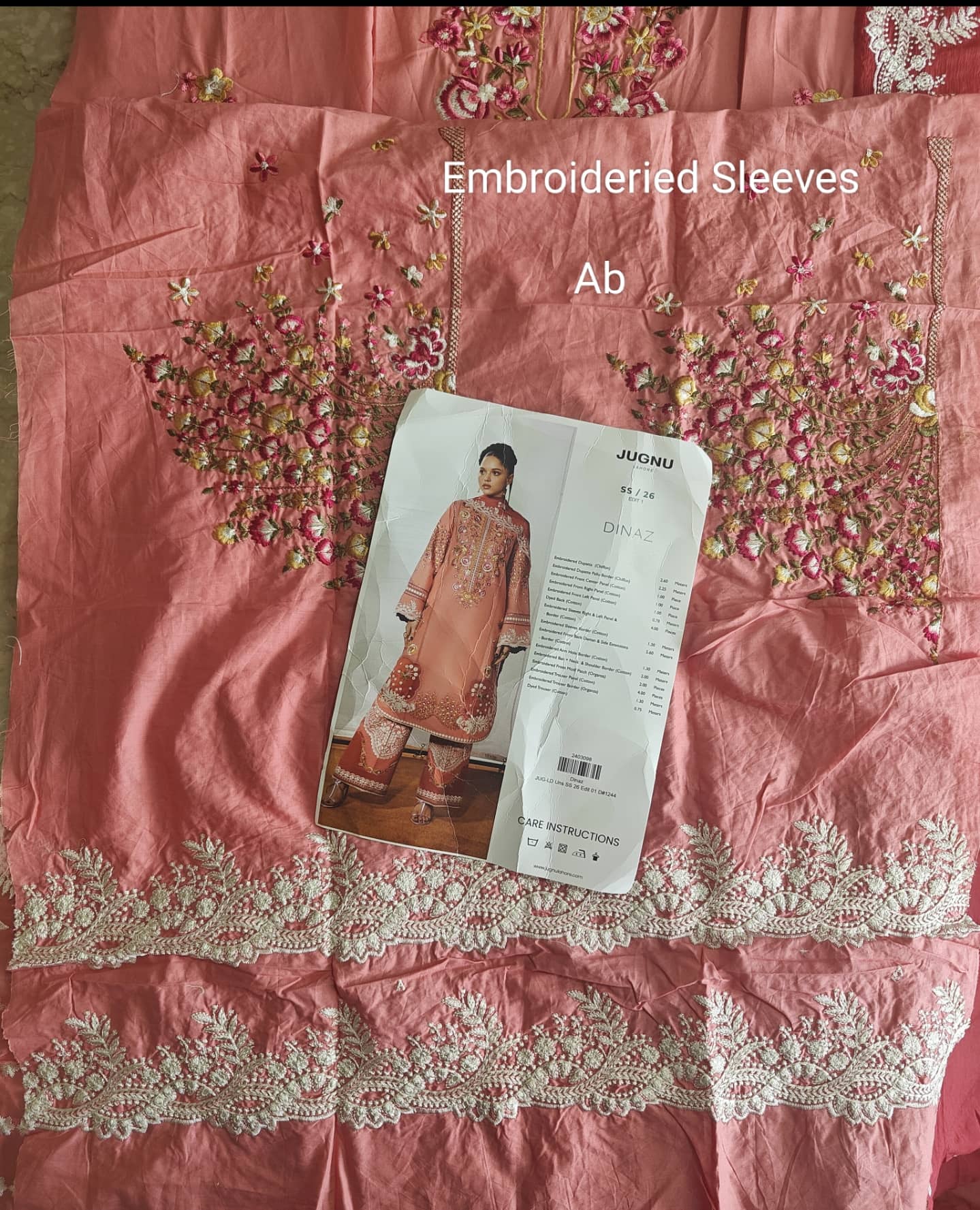 Hot🔥Seller/Open Pic/Jugnu Lahore Lawn/Dinaz/Pink